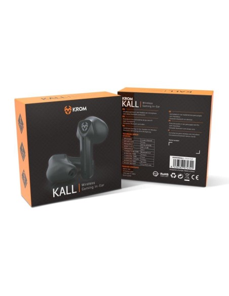 AURICULARES + MICROFONO GAMING KROM KALL RGB IN EAR BLUETOOTH 5.3 BLACK