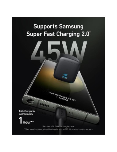 CARGADOR ANKER 313 45W FAST CHARGE USB-C BLACK
