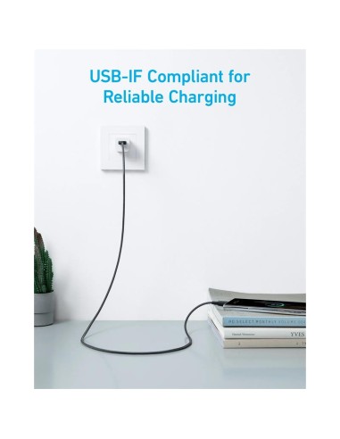 CABLE ANKER 322 USB-A TO USB-C TRENZADO 1.8M 45W BLACK