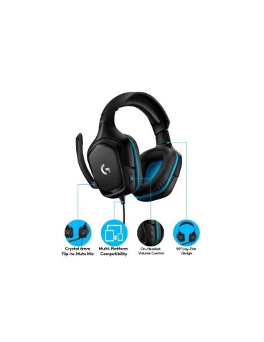 AURICULARES + MICROFONO LOGITECH GAMING G432 USB  DTS 7.1 BLACK/BLUE