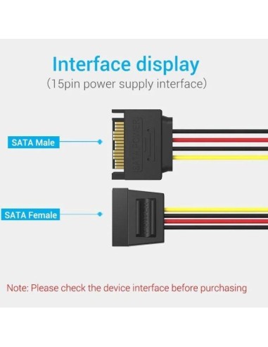 CABLE ALIMENTACION VENTION EXTENSION SATA/M - SATA/M 30CM