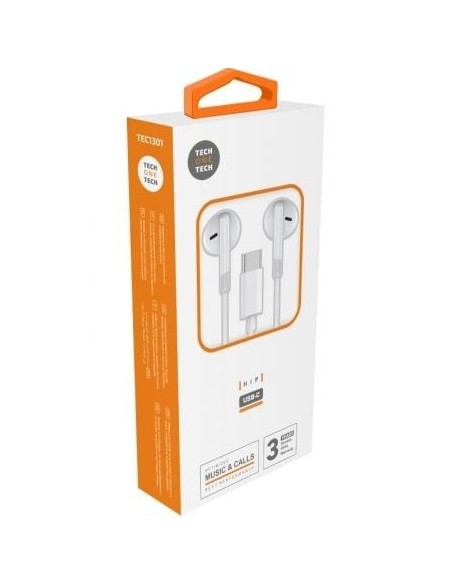 AURICULARES + MICROFONO TECH ONE TECH EAR USB-C WHITE